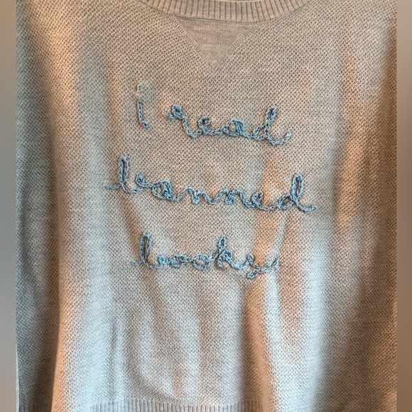 I Read Banned Books hand embroidered sweater - Picture 3 of 3